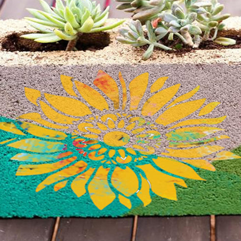 12x12 Inch Boho Sunflower Stencil for Painting on Wood, Canvas, Paper, Fabric and Furniture - Reusable Floral Craft Stencils - Large Flower Stenci...