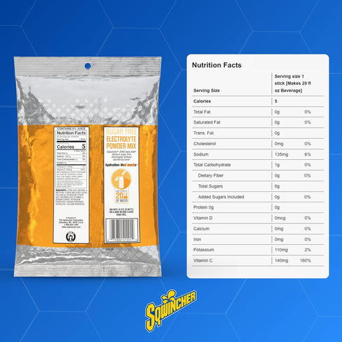 Sqwincher Zero Qwik Stik, Orange, Sugar Free, Low Calorie, Low Sodium Electrolyte Powder Hydration Drink Mix, .11 0z Packet (Pack of 50)...