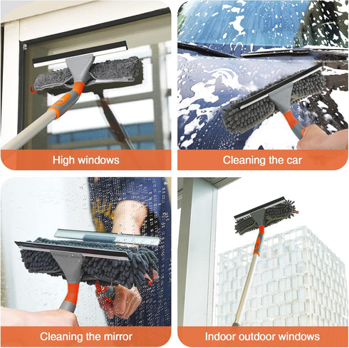 eazer Window Squeegee Cleaner - 2 in 1 Window Cleaning Tool Kit, 62inch Extension Pole Washer Equipment for Car Indoor Outdoor Window Glass...