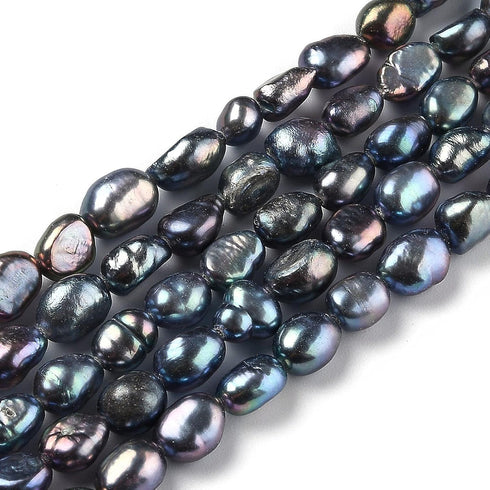 Beadthoven 45pcs/strand Natural Freshwater Pearl Beads 6-8mm Colorful Irregular Nuggets Pearl Beads Oval Rice Loose Spacers for DIY Necklace Brace...