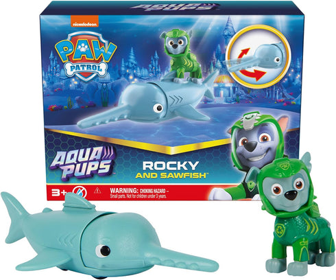 Paw Patrol, Aqua Pups Rocky and Sawfish Action Figures Set, Kids Toys for Ages 3 and up...