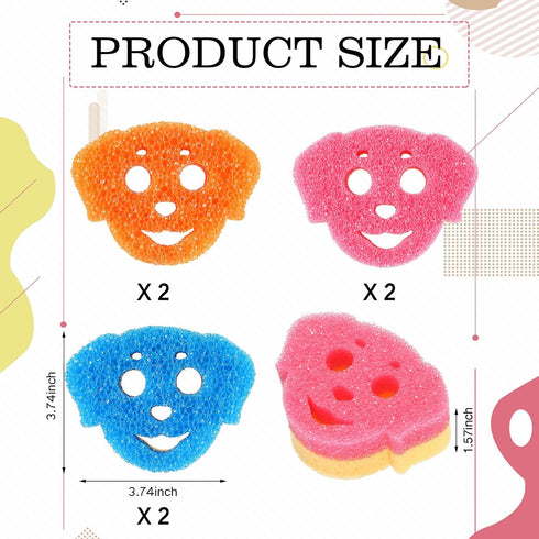 6 Pcs Dog Dual Sided Scrub Sponge Cleaning Sponges Cute Temperature Sensitive Dish Sponges for Washing Dishes Non Scratch Household Multi Use Spon...