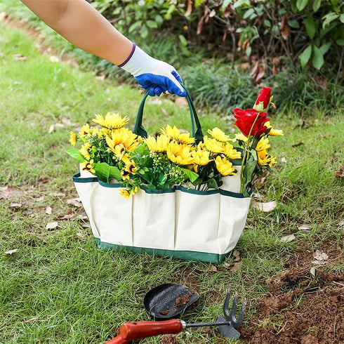 ChengHao Garden Tool Bag & Gardening Bag, Garden Tool Organizer with 8 Gardening Tool Storage Pockets16.9" x 5.1" x 10"(Tools NOT Included)?wh0000...