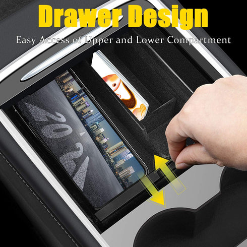 Center Console Organizer Tray Fit for 2021 2022 2023 Tesla Model 3/Y Armrest Storage Box Cubby Drawer Container Tesla Model 3 Model Y Accessories ...