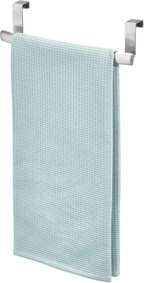 iDesign Axis Curved Over-the-Cabinet Kitchen Bar Holder for Dish and Hand Towels, Pot Holders, 9.75" x 2.75" x 2.5" - Brushed Stainless Steel...