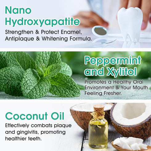 150 Tablets Chewable Toothpaste Tablets, Nano Hydroxyapatite, Flouride & Plastic Free, Sensitive Toothpaste Tablets Peppermint Flavored Strengthen...