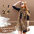 4 Pcs Leopard Print Scarf and Jewelry Set Women Cheetah Wrap Shawl Dangle Earrings Leather Necklace Multilayer Bracelet Bohemia Leopard Print Acce...