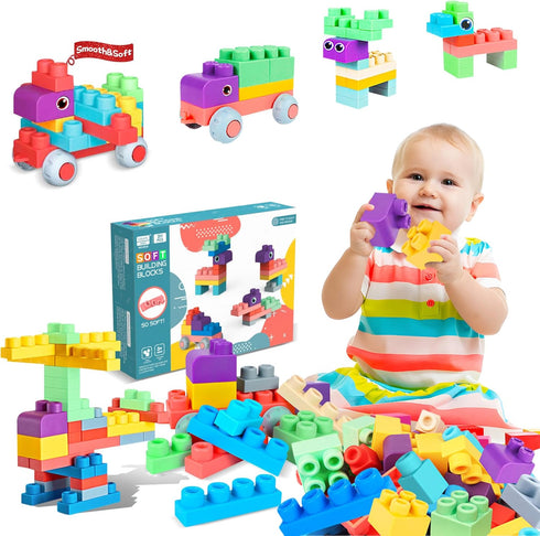 Soft Building Blocks for Toddler, Blocks for Kids 6 Months and up, Large Creative Stacking Blocks 20 PCS STEM Blocks, Toddler Stacking Toy Gifts C...