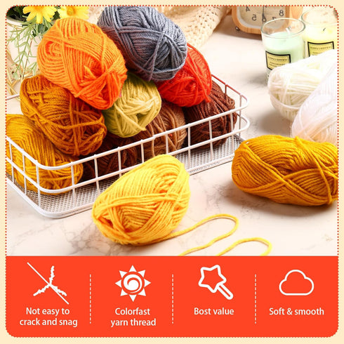 Wowangce 24 Skeins Acrylic Yarn 24 x 25 g, 2400 Yards Crochet Yarn kit for Crocheting and Knitting Craft Project, Assorted Starter Crochet Kit Yar...