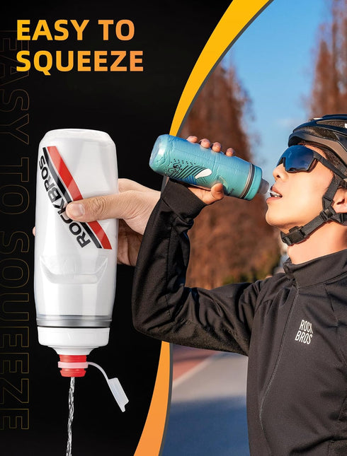 ROCKBROS Bike Water Bottle 21oz Bicycle Water Bottle for 5hrs Insulation Sports Squeeze Water Bottle with Leakproof Design...