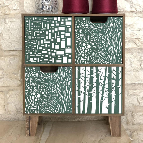 12 Pcs Mixed Media Stencils Sea Bubbles Spirals Template Cell Theory Cubist Stencil Aspen Trees Branches Painting Stencils for Canvas Arts Journal...