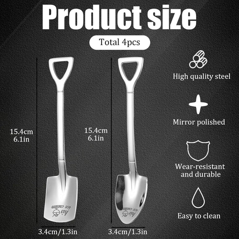 4 Pcs Stainless Steel His and Hers Ice Cream Spoons, Metal Shovel Spoons Couple Gift, Tea Dessert Spoon, Table Spoons Silverware for Coffee Fruit ...