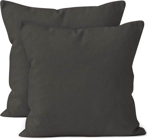 Encasa XO Throw Pillow Covers 20x20 in Set of 2 Charcoal Grey | No Inserts | Cotton Pillow Covers for Living Room, Bed, Sofa, Couch | Decorative C...