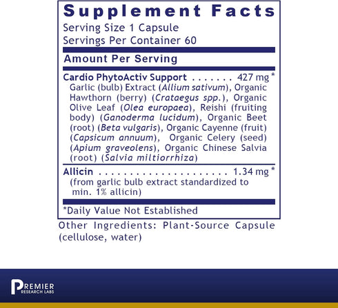 Premier Research Labs BP Complex - for Heart Health - with Garlic, Hawthorn, Olive Leaf, Reishi, Cayenne & Organic Celery - Allicin Supplement - N...