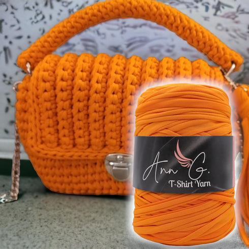 Ann G Premium T-Shirt Yarn, Super Soft Polyester, 300+ Feet, Durable, Non-Pilling, Consistent Color, Elastic (Orange)...
