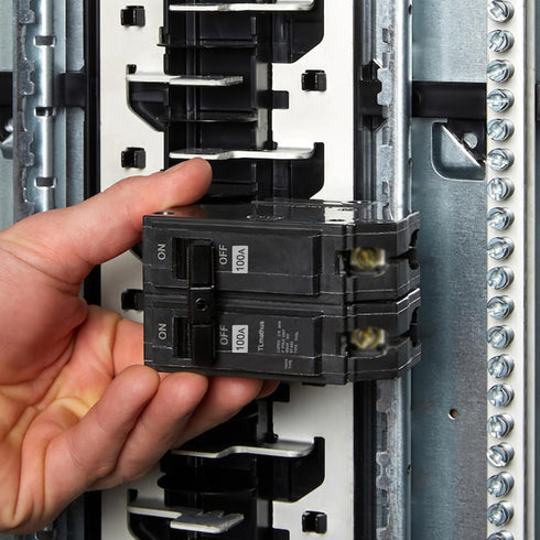 THQL21100 100 amp breaker 2 pole Plug-in Mount Standard Circuit Breaker Thermal Magnetic Protection, 10KA 120/240V, Compatible with GE Thick Serie...