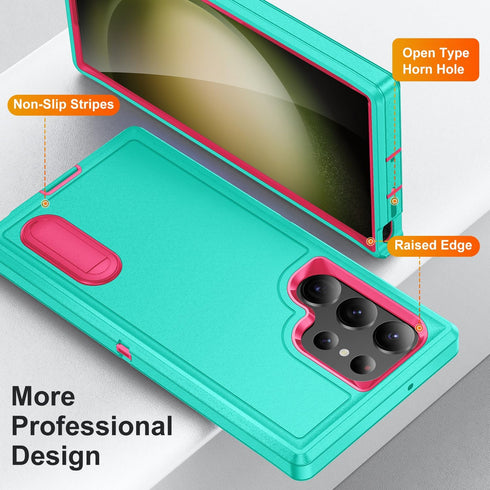 for Galaxy S24 Ultra Case S24 Ultra Case with Kickstand Case 3-Layer Military Grade Protective Case Cover Silicone Shockproof for Samsung Galaxy S...