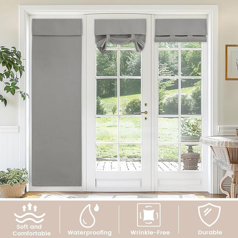 Small French Curtain Tricia Door Curtain Thermal Insulated Tie Up Shades for French Doors, Energy Efficient Light Blocking Window Coverings for En...