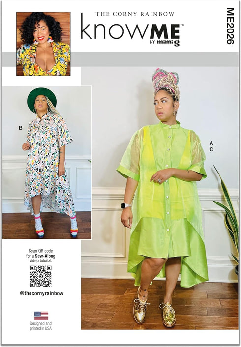 Know Me Misses' Oversized Shirtdress and Slim Fit Knit Tank Dress Sewing Pattern Kit, Design Code ME2026, Sizes 18-20-22-24-26...