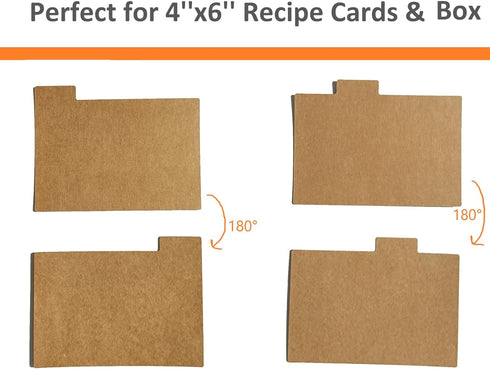 Recipe Card Dividers 4x6 with Tabs (Set of 24) includes Printed Cooking Tips Recipe Box Dividers Made of Thick Cardstock Best Kitchen Gift (Kraft)...