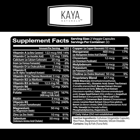 Kaya Naturals - Neuro Brain for Memory & Focus - Nootropic Energy Capsule - Nootropic Brain Support Supplement - Focus & Concentration & Learning ...