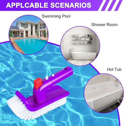 Professional Luxury Pool Step & Corner Brush, 180 Degree Rotation Handle Scrub Brush, for Above Ground & Inground Swimming Pools, Spas & Hot Tubs,...