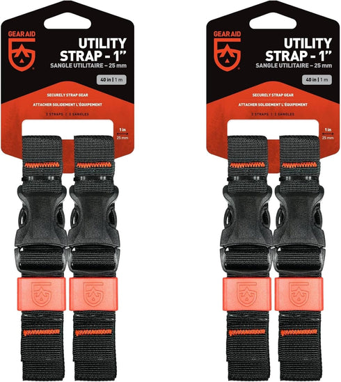 GEAR AID Utility Straps with Side-Release Buckle, Secure and Compress Camping, Biking, Hunting, Boating Gear, Multiple Sizes...