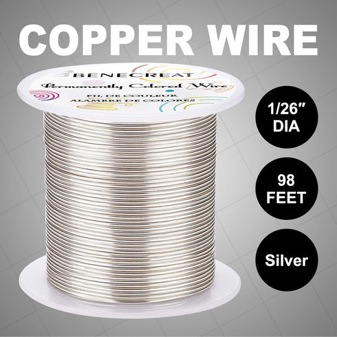 BENECREAT 18 Gauge 32 Yards Tarnish Resistant Silver Wire Jewelry Beading Wire for Beading Wrapping and Other Jewelry Craft Making...