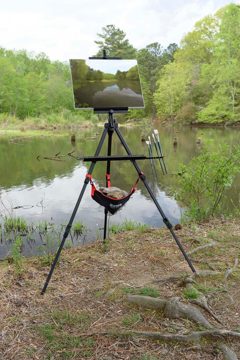Soho Urban Artist Stone Bag for Tripod or Easel - Weight Bag, Hammock Boom Anchor - Black with Red Trim...
