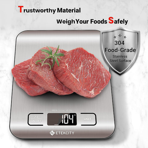 Etekcity Food Kitchen Scale, Digital Grams and Ounces for Weight Loss, Baking, Cooking, Keto and Meal Prep, LCD Display, Medium, 304 Stainless Ste...