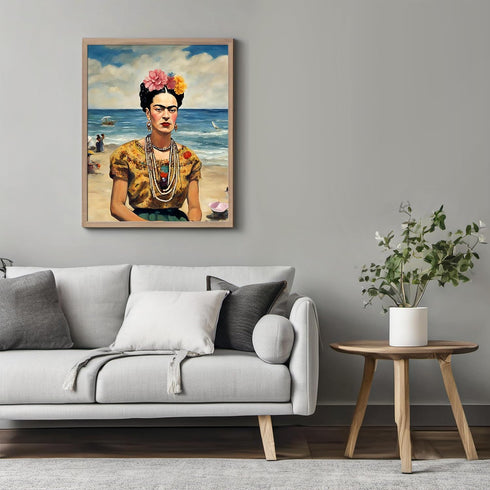 Posterizer 1 pcs- Frida Kahlo inspied art with retro clothing-Famous Figures Art Collection-Landscape & Nature Art- Living Room Bedroom Decor- unf...