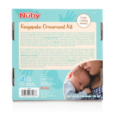 Nuby Baby Keepsake Ornament Hand & Footprint Clay Casting Kit with Easel Plus Blue & Pink Ribbons for Newborn Girls & Boys...