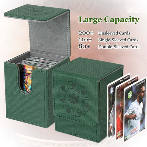 MTG Deck Box with 50 Pcs Card Sleeve, 110+ Card Storage Leather Deck Box for Magic Commander, Collectible Trading Card Cases for Trading Card Game...