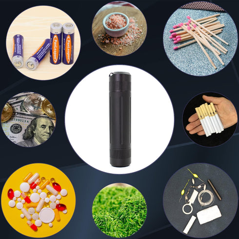 Aluminium Alloy Air-Tight EDC Accessory Case, Pill Fob Capsule Keychain, Long Waterproof Match Case Battery Holder, Smell Proof Container Sealed J...