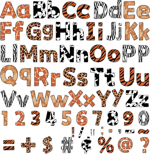 266 Pcs Animal Prints Letters Cutout Safari Classroom Decorations Letters Letter and Number Combo Pack Set for Kids Bulletin Board Display Home Sc...