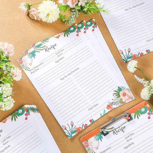50 Sheets Recipe Paper Full Size Recipe Refill Pages 8.5 x 11 Inch Recipe Cards for Recipe Binder Book...