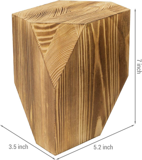 MyGift Rustic Burnt Solid Wood Geometric Style Bookends, Set of 2...
