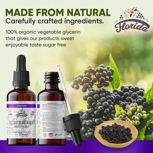 Elderberry Syrup, Organic Black Elderberry Extract for Immune Support, Non-GMO in Cold-Pressed Organic Vegetable Glycerin 2 Fl Oz...