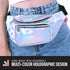 Holographic Fanny Pack Belt Bag | Waterproof Crossbody Bum Waist Pack - For Halloween, Rave, Hiking, Running, Travel (Silver)...
