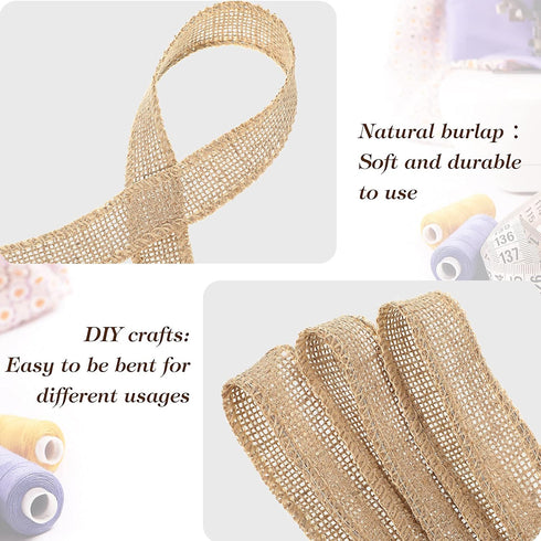 20 Yard Burlap Wide Ribbon Jute Ribbon Natural Burlap Wired Edge Ribbon for Wreaths Crafts Valentine's Day Gift Wrapping Party Decoration Outdoor ...
