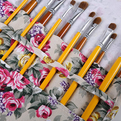 Toyvian 20 Slots Paint Brush Roll Holder Canvas Rollup Pen Case for Artist Watercolor Oil Paint Brush...