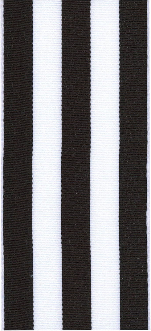 Offray 140640Berwick 2.5" Wide Wired Edge Carnival Grosgrain Ribbon, 25 Yards, Black and White Stripe Pattern...