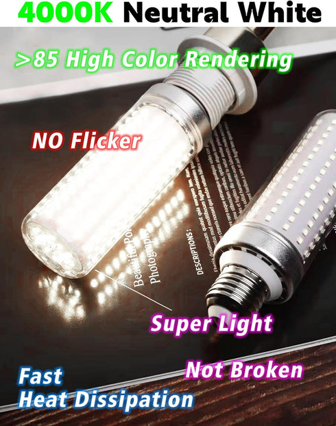 E26 200W Equivalent LED Corn Light Bulb, Non-Dimmable, 3000lm 4000K 20W Natural White Bright High Output, E26/E27 Medium Base for Candelabra, Chan...