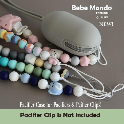 BebeMondo Pacifier Holder with Zipper, Case for Diaper Bags & Travel, Fits Pacifiers & Strollers, 100% Silicone Smart Mom Accessory - 1 Piece...