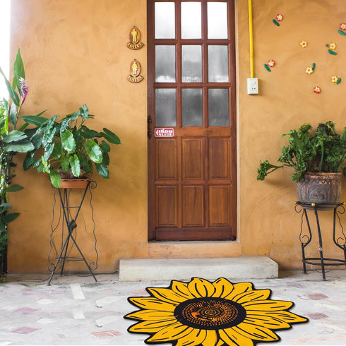 Extra Large Sunflower Welcome Doormat 29.5" x 29.5" Non Slip Area Rug Summer Decorative Floral Mat for Kitchen, Bathroom, Bedroom, Living Room, In...