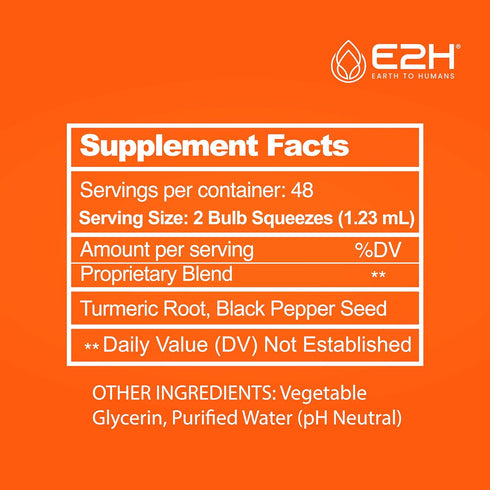 E2H Liquid Turmeric Curcumin for Better Absortion - Natural Joint Support - Turmeric Root Extract with Black Pepper Seed - Boost Your Health - Veg...