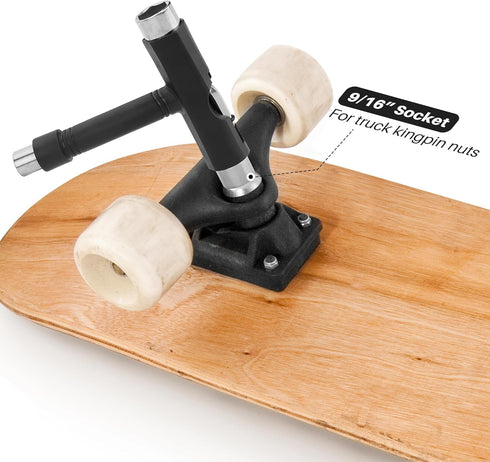 Skate Wrench Tools, Multifunctional All-in-One Skateboard Wrench, 2-in-1 Portable T-Type Wrench and Built-in L-Type Cross Head Screwdriver, longbo...