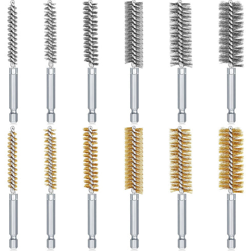 24 Pieces Bore Brush for Drill Wire Bore Brush Set Wire Cleaning Brush Set Stainless Steel Cleaning Brush for Power Drill Impact Driver (Stainless...