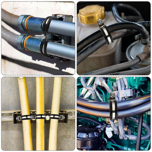 50pcs 1/2 Inch / 1.27cm Cable Clamps, Stainless Steel Insulated Clamp Wire Organizer Clips Mounting Cord Fastener Clips...