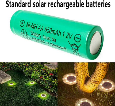 12 Counts AA 650mAh NiMH Rechargeable Batteries,1.2V Double A Battery for Outside Solar Lawn Light...